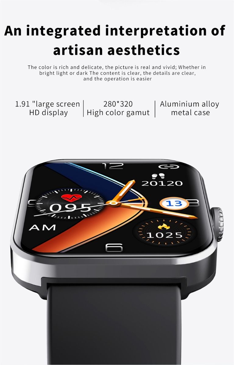 F57L Smart Watch Blood Glucose Blood Pressure Heart Rate Temperature Monitoring Sport Monitoring 1.91 Inch Sn