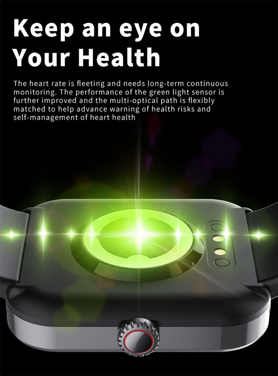 F57L Smart Watch Blood Glucose Blood Pressure Heart Rate Temperature Monitoring Sport Monitoring 1.91 Inch Sn