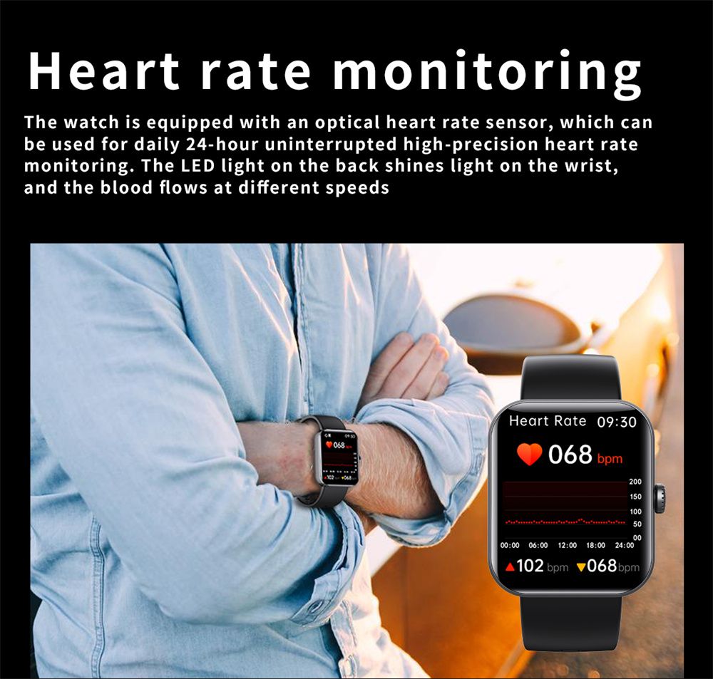 F57L Smart Watch Blood Glucose Blood Pressure Heart Rate Temperature Monitoring Sport Monitoring 1.91 Inch Sn