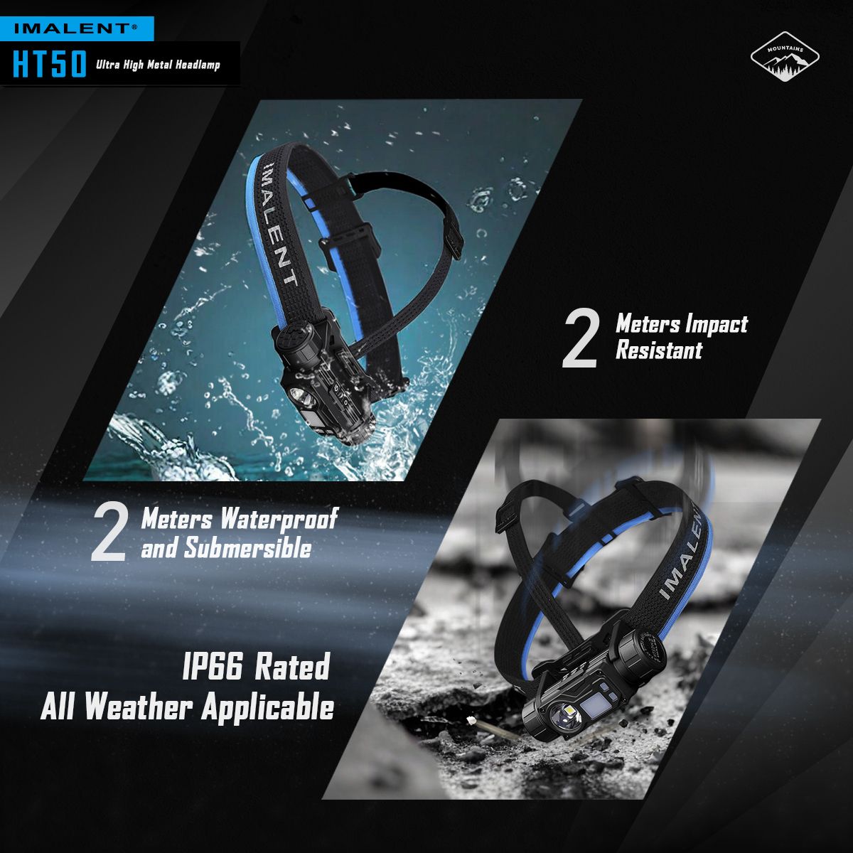 IMALENT HT50 LED Adventure Headlamp Dual Light Sources Rechargeable Lightweight Design High Lumen Output