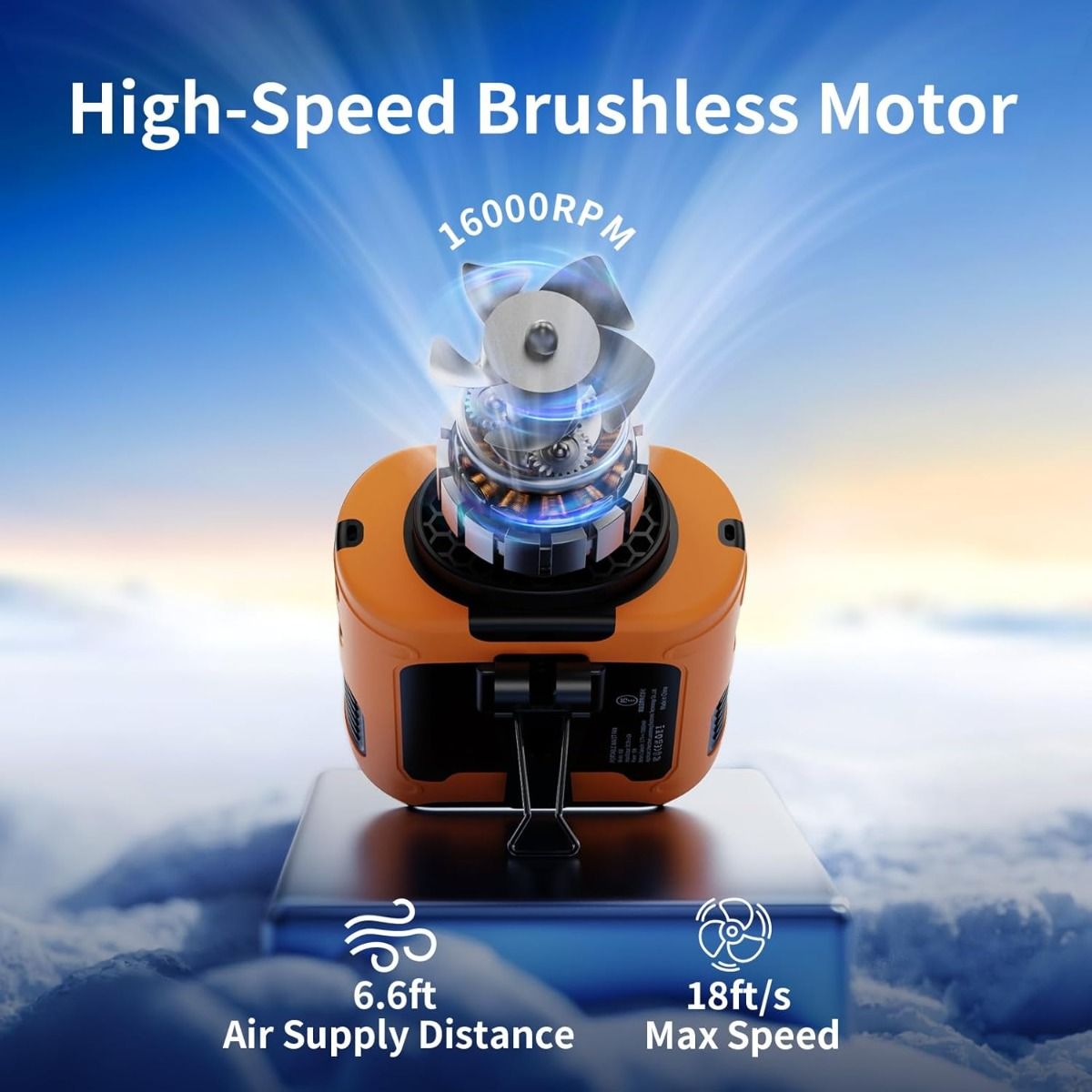 Rechargeable Portable Waist Fan with Clip-On Belt