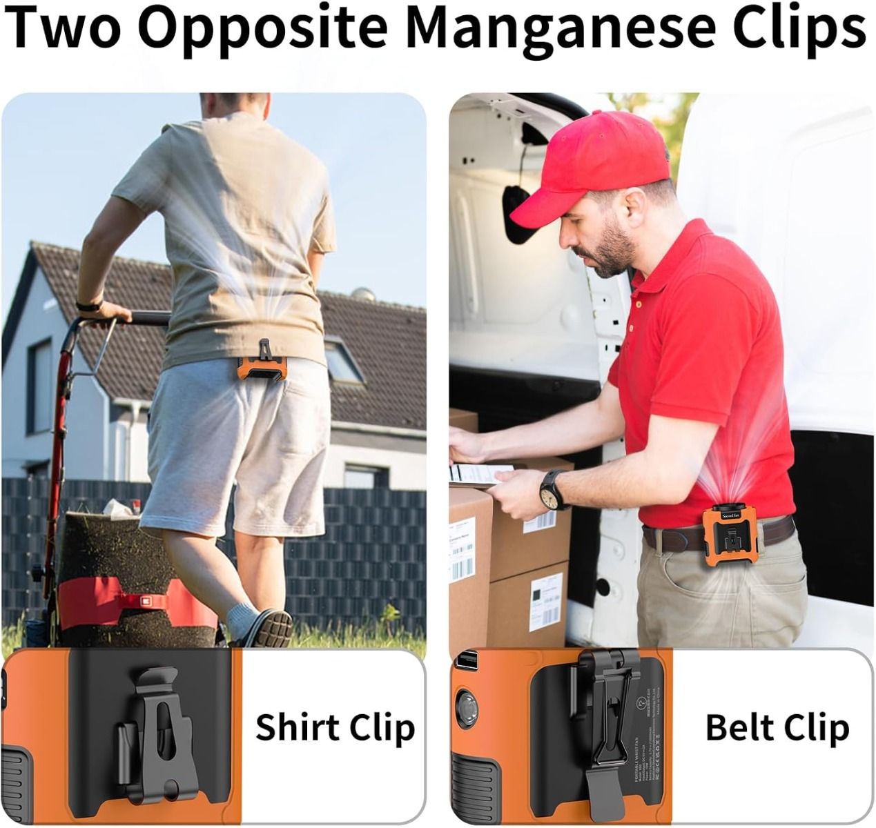 Rechargeable Portable Waist Fan with Clip-On Belt
