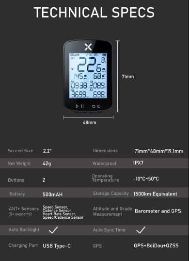XOSS G+ G2 Bike Computer GPS Generation Wireless Speedometer Tracker with Custom Display and Heart Rate Sensor
