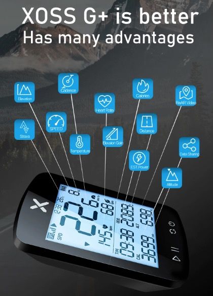 XOSS G+ G2 Bike Computer GPS Generation Wireless Speedometer Tracker with Custom Display and Heart Rate Sensor