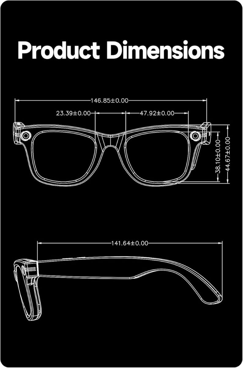 AI Smart Translation Glasses, Smart Glasses with Camera and Bluetooth, AI Glasses for Calls & Musi,UV Protection,Anti-Blue Light Glasses Everyday Wear