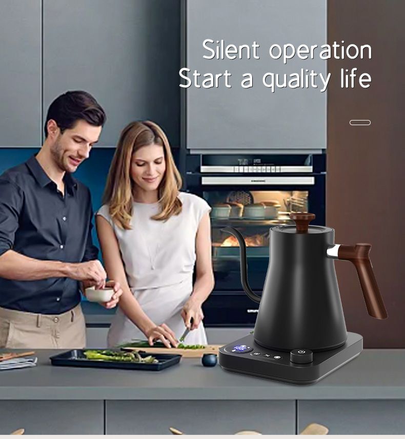 Electric Gooseneck Kettle Real-Time Temperature Control 1200-Watt Quick Heating Safe Design Precision Pouring