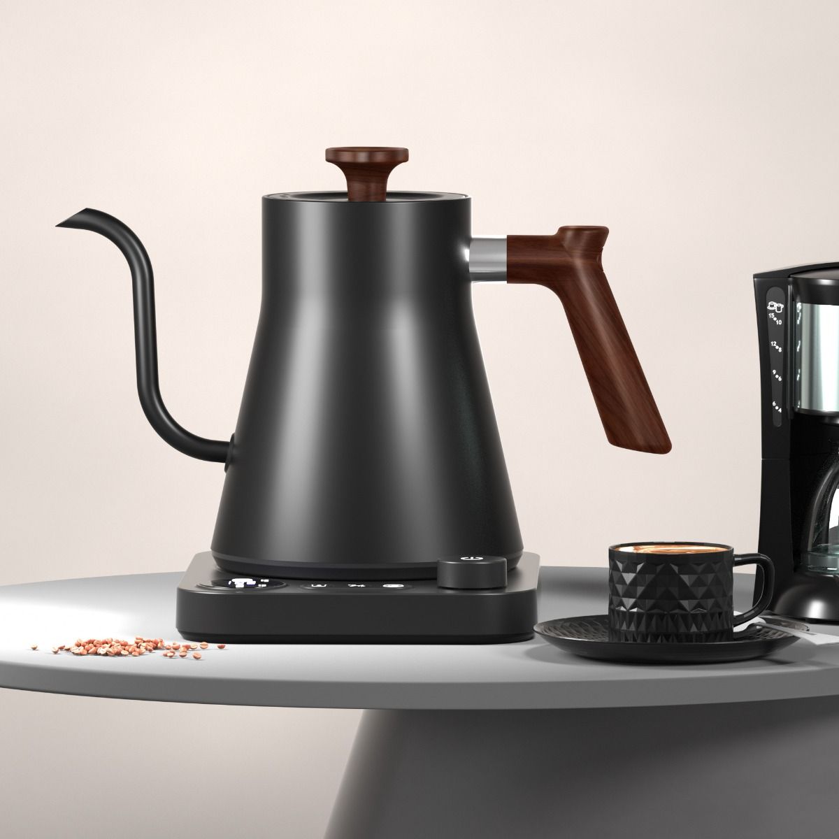 Electric Gooseneck Kettle Real-Time Temperature Control 1200-Watt Quick Heating Safe Design Precision Pouring