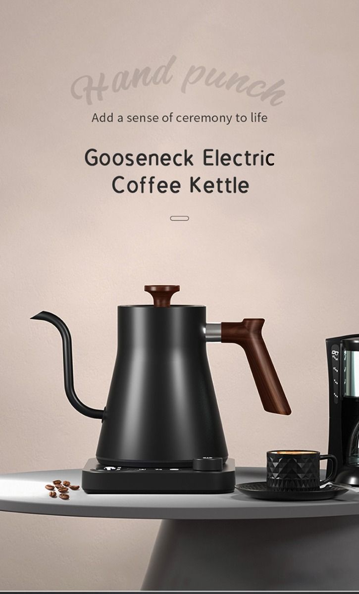 Electric Gooseneck Kettle Real-Time Temperature Control 1200-Watt Quick Heating Safe Design Precision Pouring