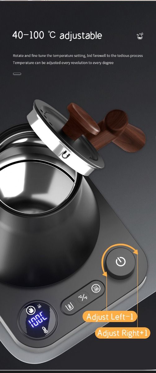 Electric Gooseneck Kettle Real-Time Temperature Control 1200-Watt Quick Heating Safe Design Precision Pouring