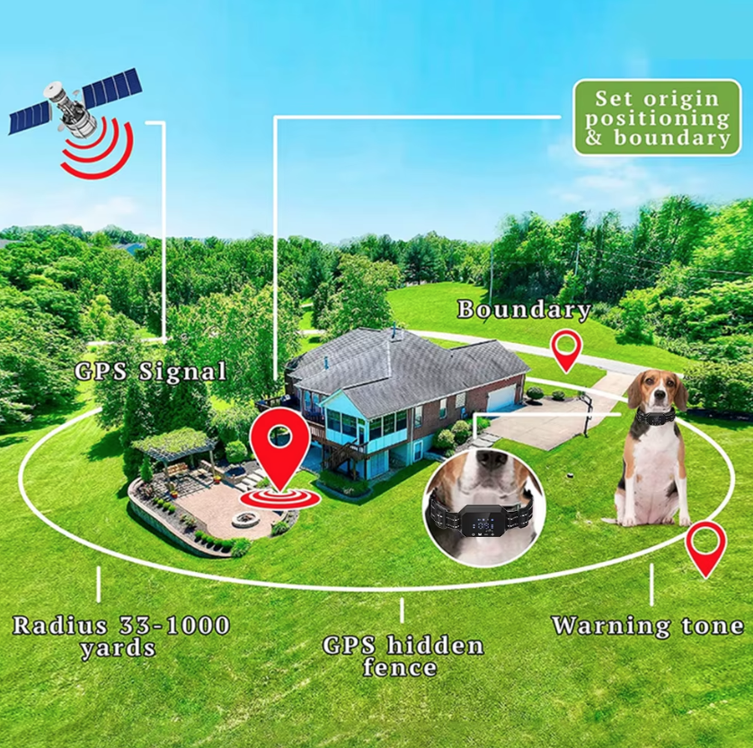 GPS Wireless Dog Fence with Adjustable Warning Strength and Humane Training Modes Range 100 to 3300 Ft