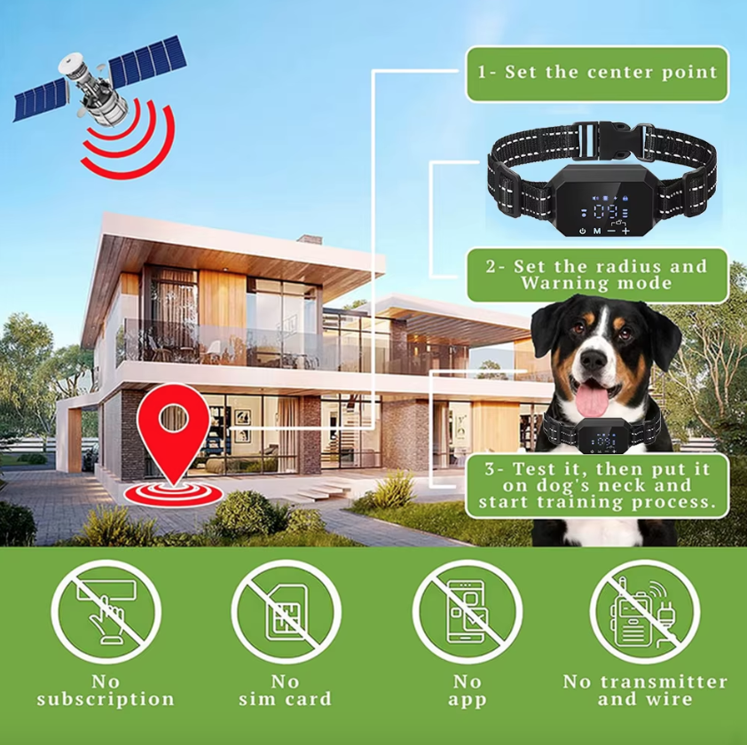 GPS Wireless Dog Fence with Adjustable Warning Strength and Humane Training Modes Range 100 to 3300 Ft