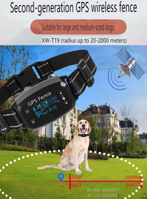 GPS Wireless Dog Fence Easy Setup Electric Smart Barking Stop Device Adjustable Dog Boundaries