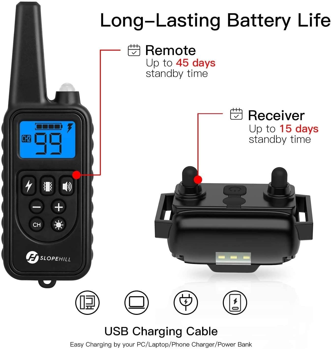 800m Electric Dog Training Collar Pet Remote Control Waterproof Rechargeable LCD Display Shock Vibration Sound