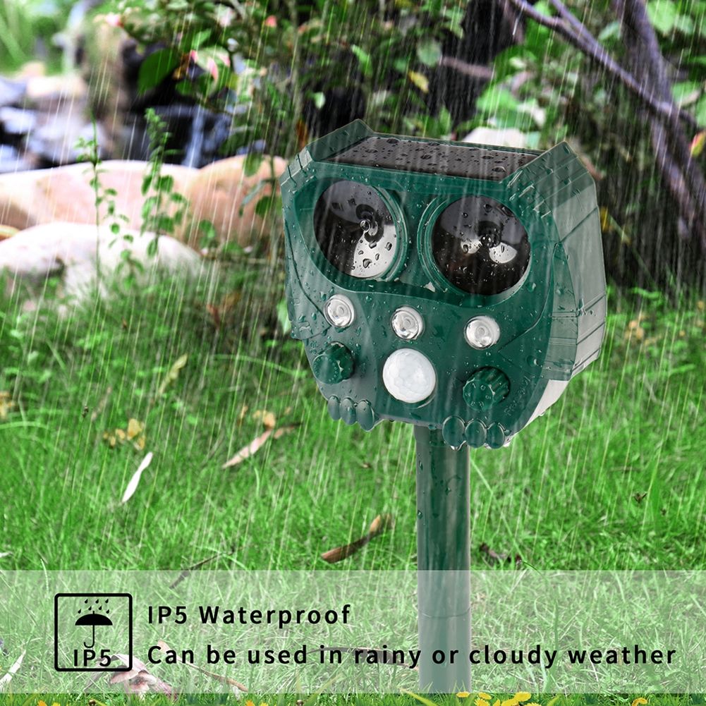 Eco-Friendly Ultrasonic Animal Repeller Solar Power Deer Cat Dog Deterrent Outdoor Pest Control Safe Gardening