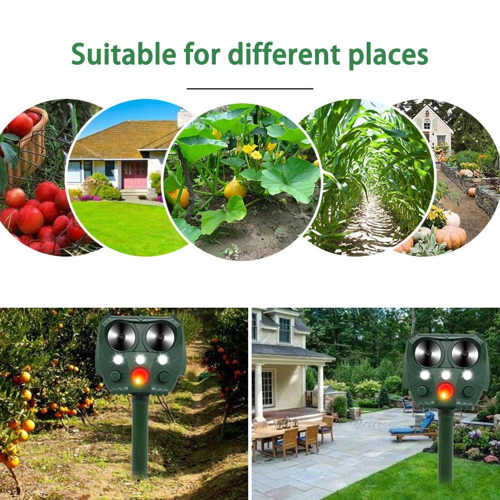 Eco-Friendly Ultrasonic Animal Repeller Solar Power Deer Cat Dog Deterrent Outdoor Pest Control Safe Gardening
