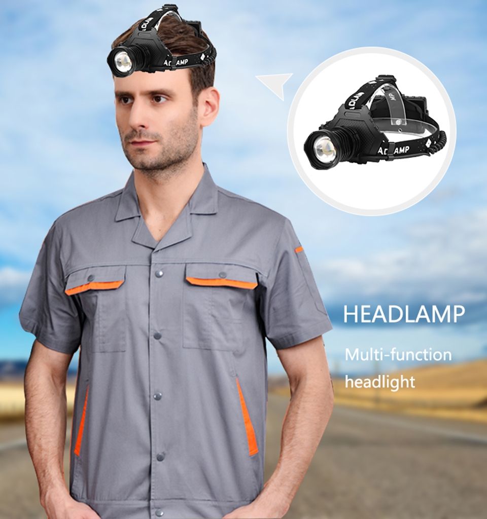 XHP70 LED Headlamp 8000LM USB Rechargeable Outdoor Light IPX5 Waterproof Adjustable Modes for Camping and Hiking