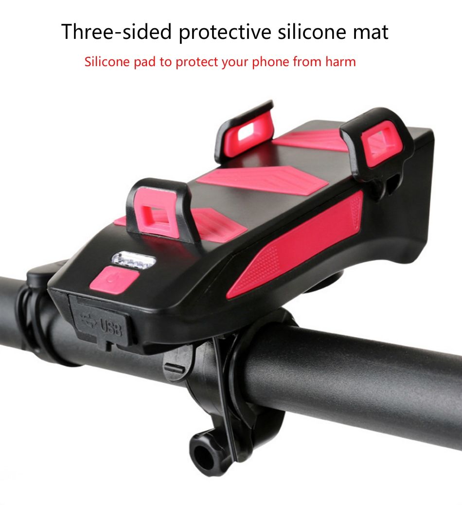 Enhance Cycling with Multifunctional 4 in 1 Bike Light 800 Lumens Flashlight Bike Horn Phone Holder Power Bank