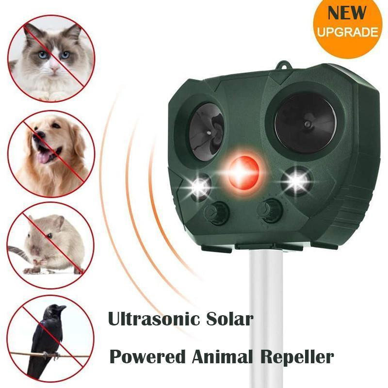 Eco-Friendly Ultrasonic Animal Repeller Solar Power Deer Cat Dog Deterrent Outdoor Pest Control Safe Gardening