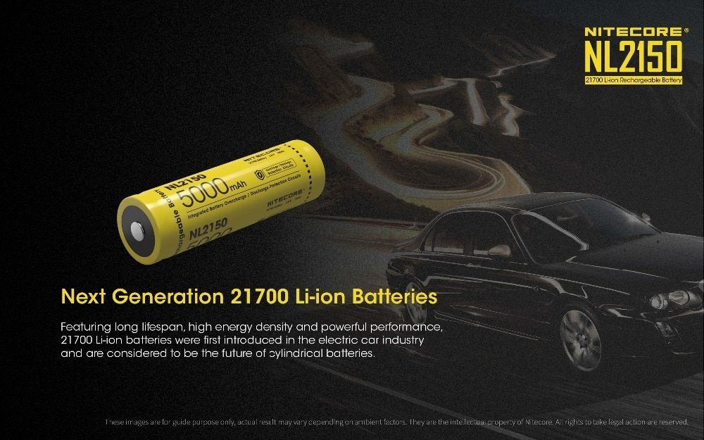 NITECORE NL2150 5000mAh 3.6V 21700 Rechargeable Battery for High Powered Flashlight Drone Outdoor Gear