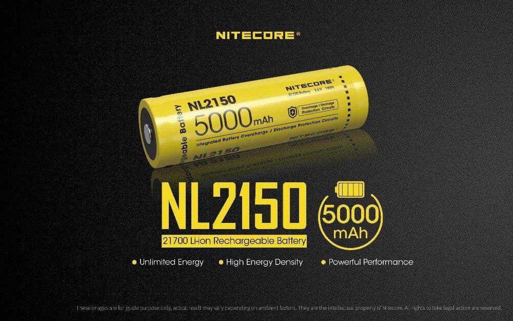 NITECORE NL2150 5000mAh 3.6V 21700 Rechargeable Battery for High Powered Flashlight Drone Outdoor Gear