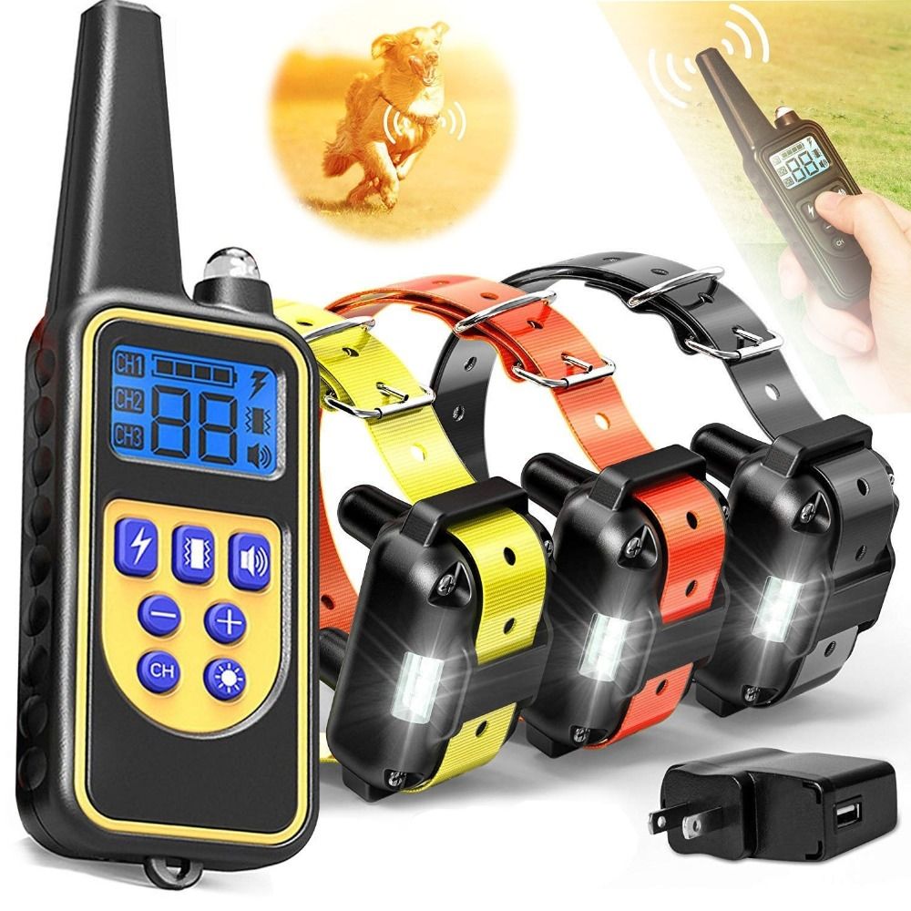 800m Electric Remote Dog Training Collar Waterproof Rechargeable Adjustable Levels for All Size Dogs