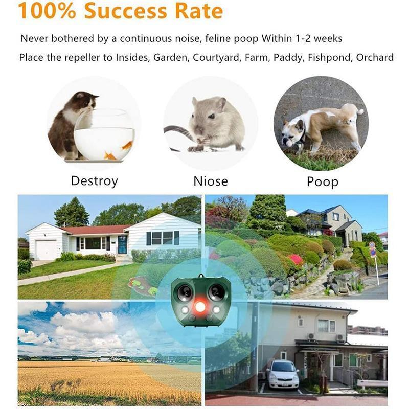 Eco-Friendly Ultrasonic Animal Repeller Solar Power Deer Cat Dog Deterrent Outdoor Pest Control Safe Gardening
