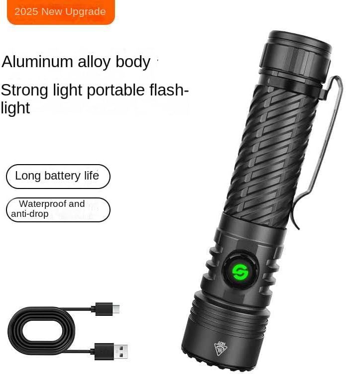 Rechargeable LED Flashlight, 21700 Battery, USB-C