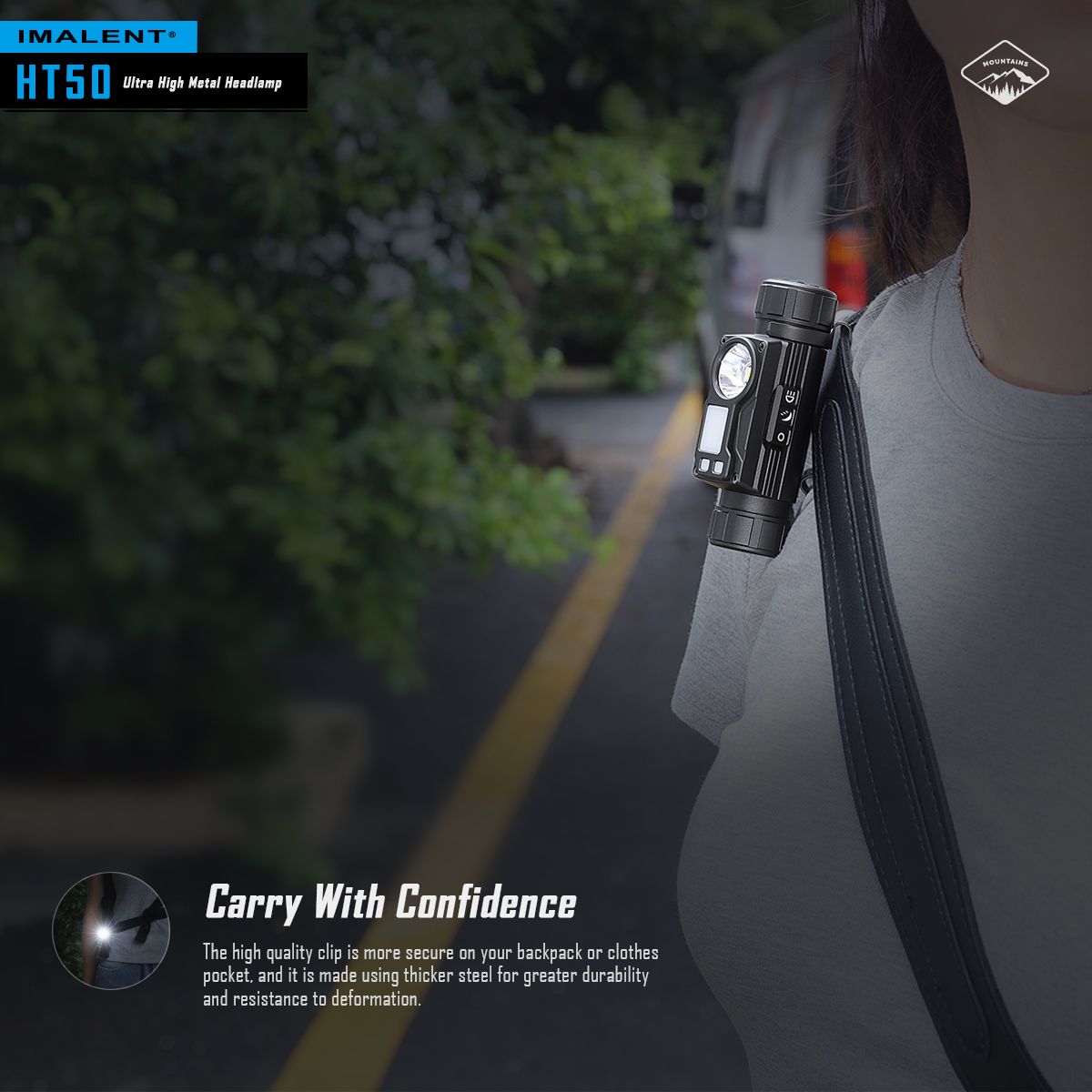 IMALENT HT50 LED Adventure Headlamp Dual Light Sources Rechargeable Lightweight Design High Lumen Output