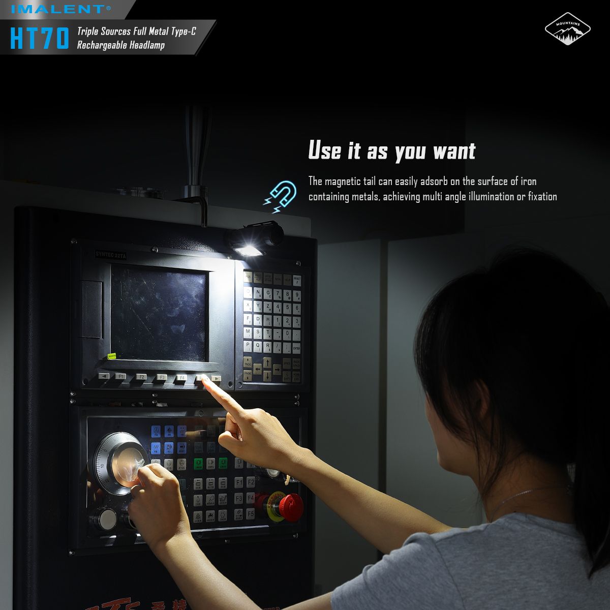 IMALENT HT70 Headlamp with Triple Light Sources 3500 Lumens Rechargeable Ergonomic Design for Outdoor Adventures