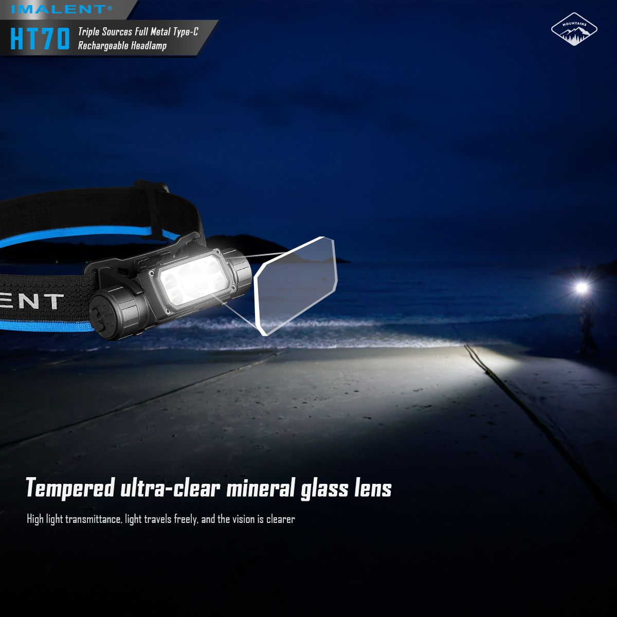 IMALENT HT70 Headlamp with Triple Light Sources 3500 Lumens Rechargeable Ergonomic Design for Outdoor Adventures