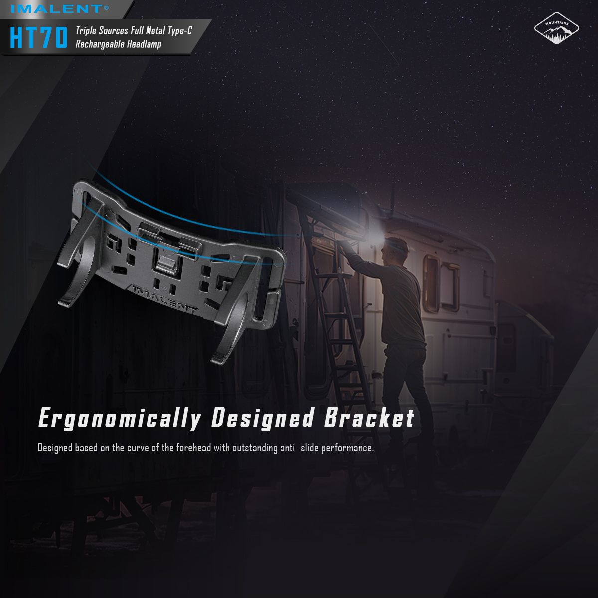 IMALENT HT70 Headlamp with Triple Light Sources 3500 Lumens Rechargeable Ergonomic Design for Outdoor Adventures