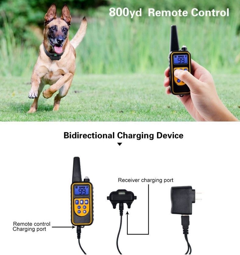 800m Electric Remote Dog Training Collar Waterproof Rechargeable Adjustable Levels for All Size Dogs