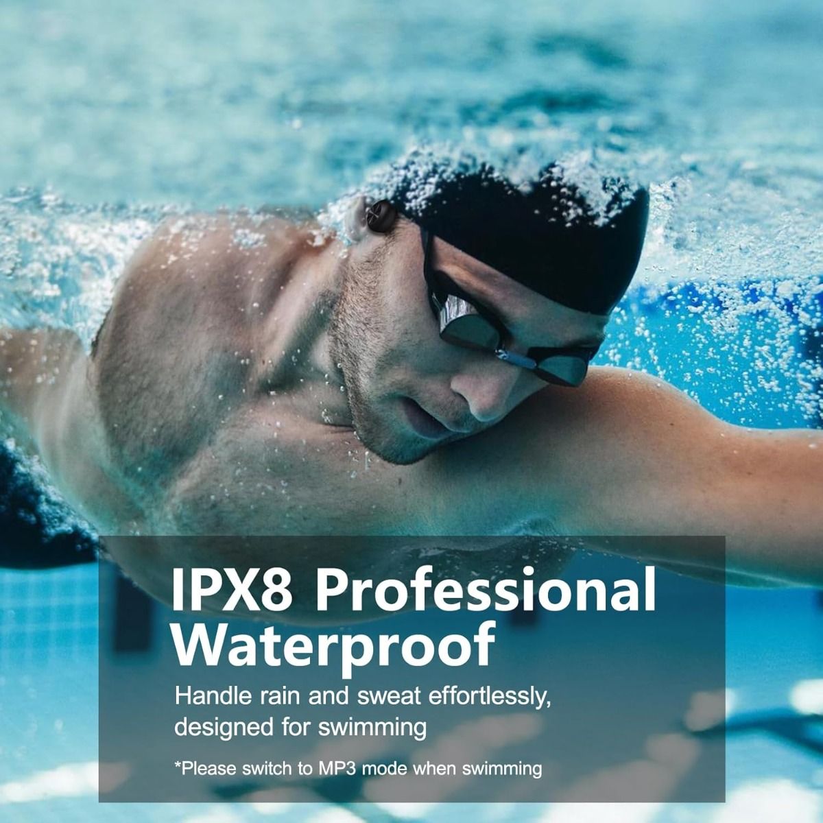 Swimming Bone Conduction Headphones, IPX8 Waterproof, Bluetooth 5.4, 32GB Memory