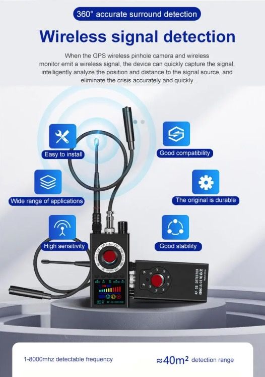 K19 Wireless RF Signal Detector GPS Tracker Compact Security Device for Privacy Protection and Surveillance Detection