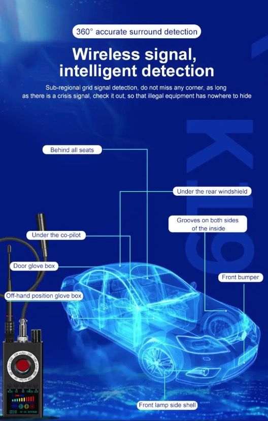 K19 Wireless RF Signal Detector GPS Tracker Compact Security Device for Privacy Protection and Surveillance Detection