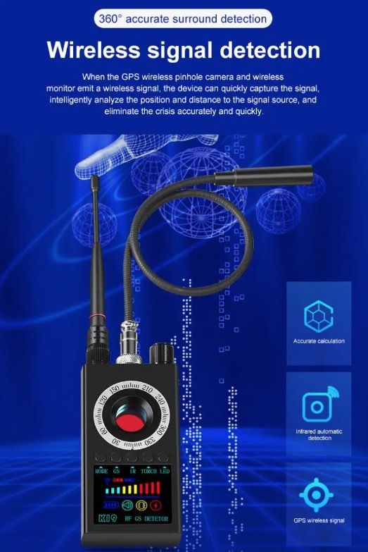 K19 Wireless RF Signal Detector GPS Tracker Compact Security Device for Privacy Protection and Surveillance Detection