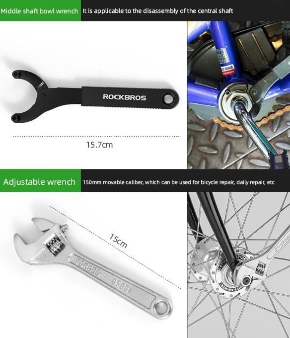 ROCKBROS Professional Cycling Tools Set Durable Carbon Steel Bike Repair Kit with Compact Storage