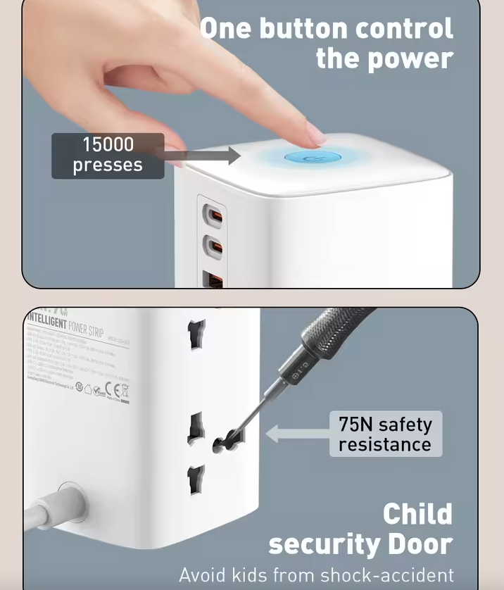 LDNIO Tower Multi Tap Cube Power Strip Outlets 70W Charging Stations 4 Outlet Line Filter UK US EU Type Plug To Universal Adapter