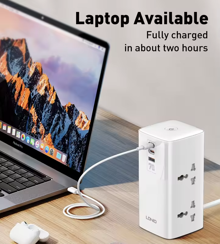 LDNIO Tower Multi Tap Cube Power Strip Outlets 70W Charging Stations 4 Outlet Line Filter UK US EU Type Plug To Universal Adapter