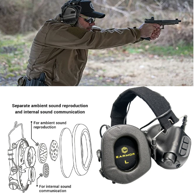 EARMOR M31 MOD4 Tactical Electronic Shooting Earmuffs Noise Reduction Hunting Gear with Comfortable Ear Cushion