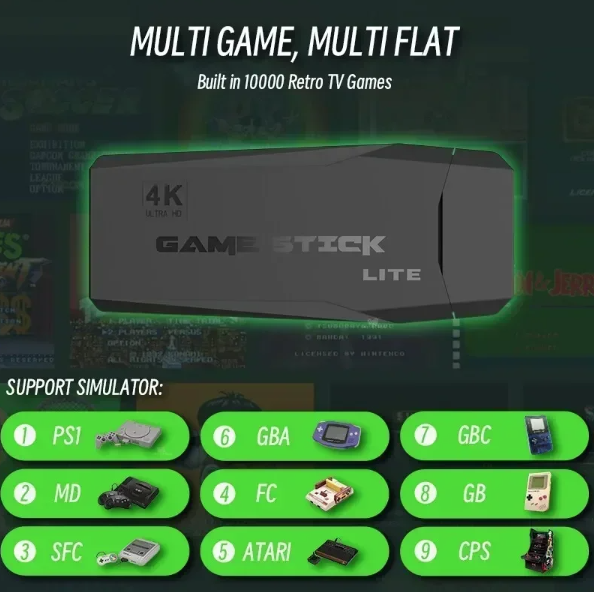 M8 Video Game Console with Dual 2.4G Wireless Controllers 10000 Retro Games Library PS1 Atari 64G Model