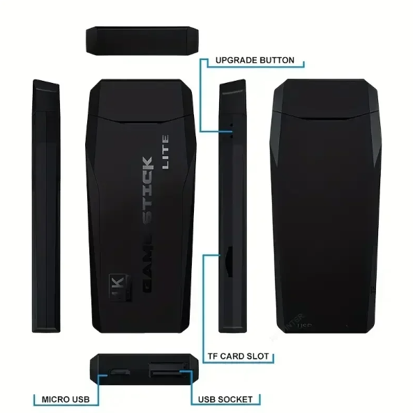 M8 Video Game Console with Dual 2.4G Wireless Controllers 10000 Retro Games Library PS1 Atari 64G Model