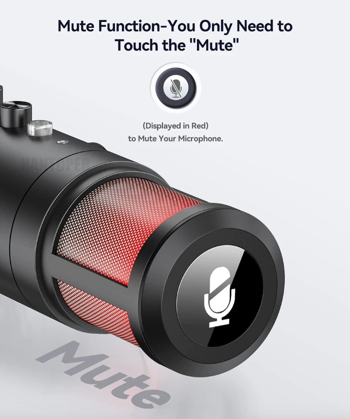 MU900PRO RGB USB Microphone for Streaming with Dynamic RGB Lighting and Cardioid Pickup Pattern for High Sound Quality