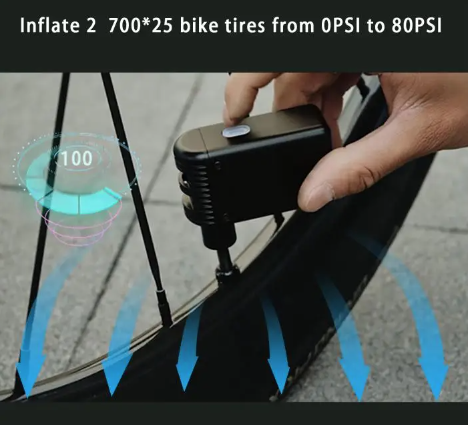 A2 Mini Electric Air Pump Cordless Portable Bicycle Inflator Presta Schrader Valve Lightweight Cycling Gear