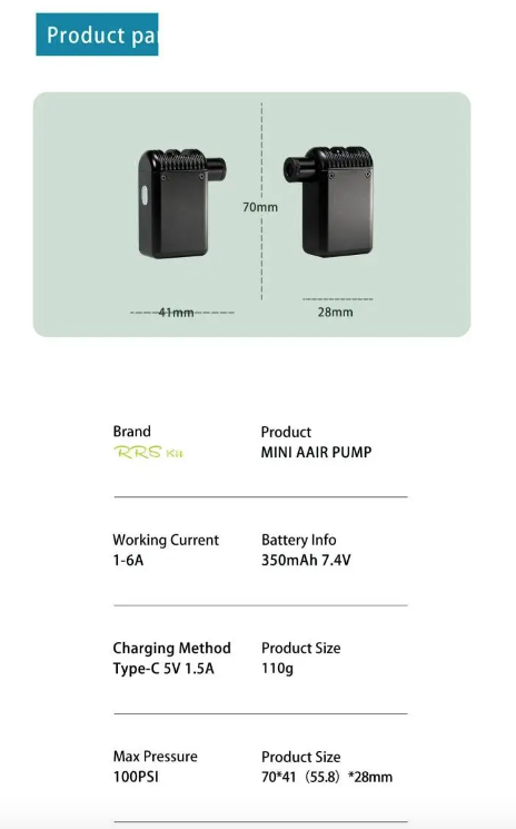A2 Mini Electric Air Pump Cordless Portable Bicycle Inflator Presta Schrader Valve Lightweight Cycling Gear
