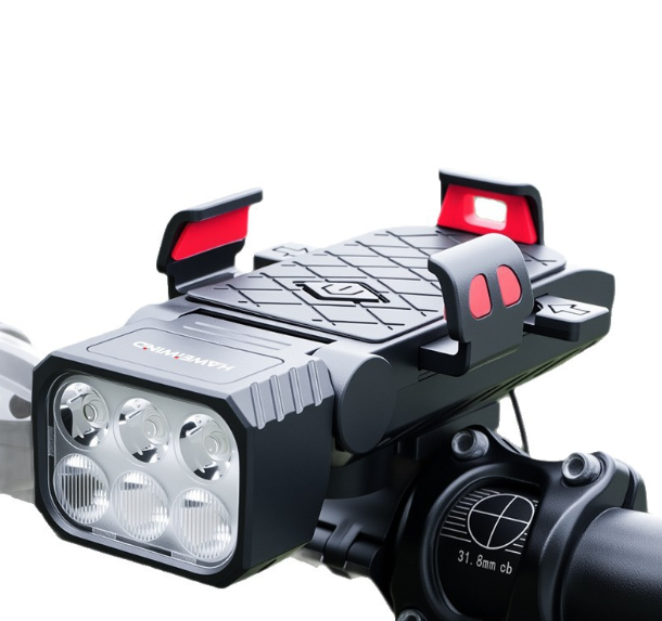 Bicycle Front Light with Horn & Phone Holder Cycling Bicycle Headlight Multifunctional Phone Holder Lamp Cycling Accessories
