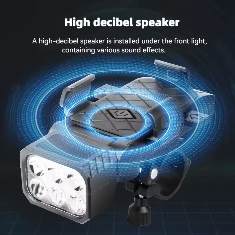 Bicycle Front Light with Horn & Phone Holder Cycling Bicycle Headlight Multifunctional Phone Holder Lamp Cycling Accessories