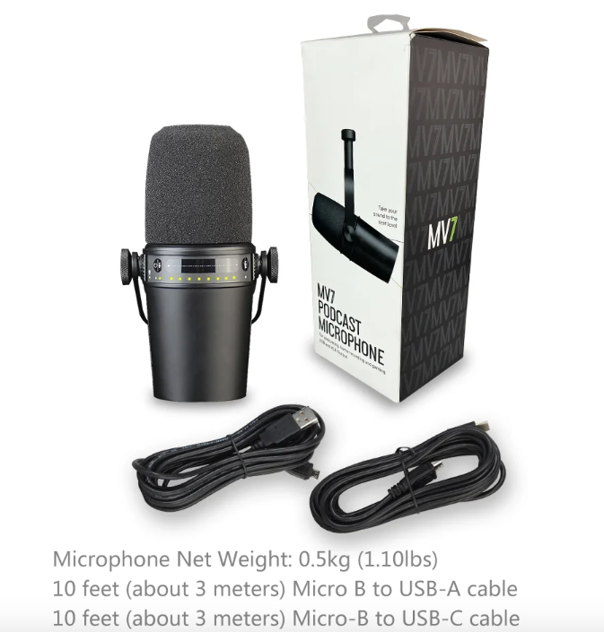 MV7 Professional Dynamic Microphone for Podcasting Live Streaming and Recording High-Quality Sound