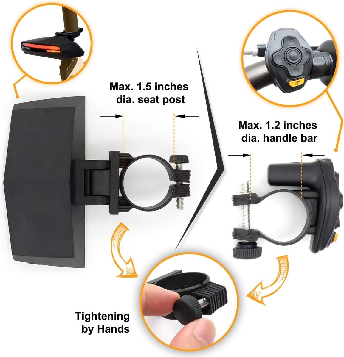 C1 Rechargeable Bike Tail Light LED - Remote Control, Turning Lights, Ground Lane Alert, Easy Installation for Cycling Safety Warning Light