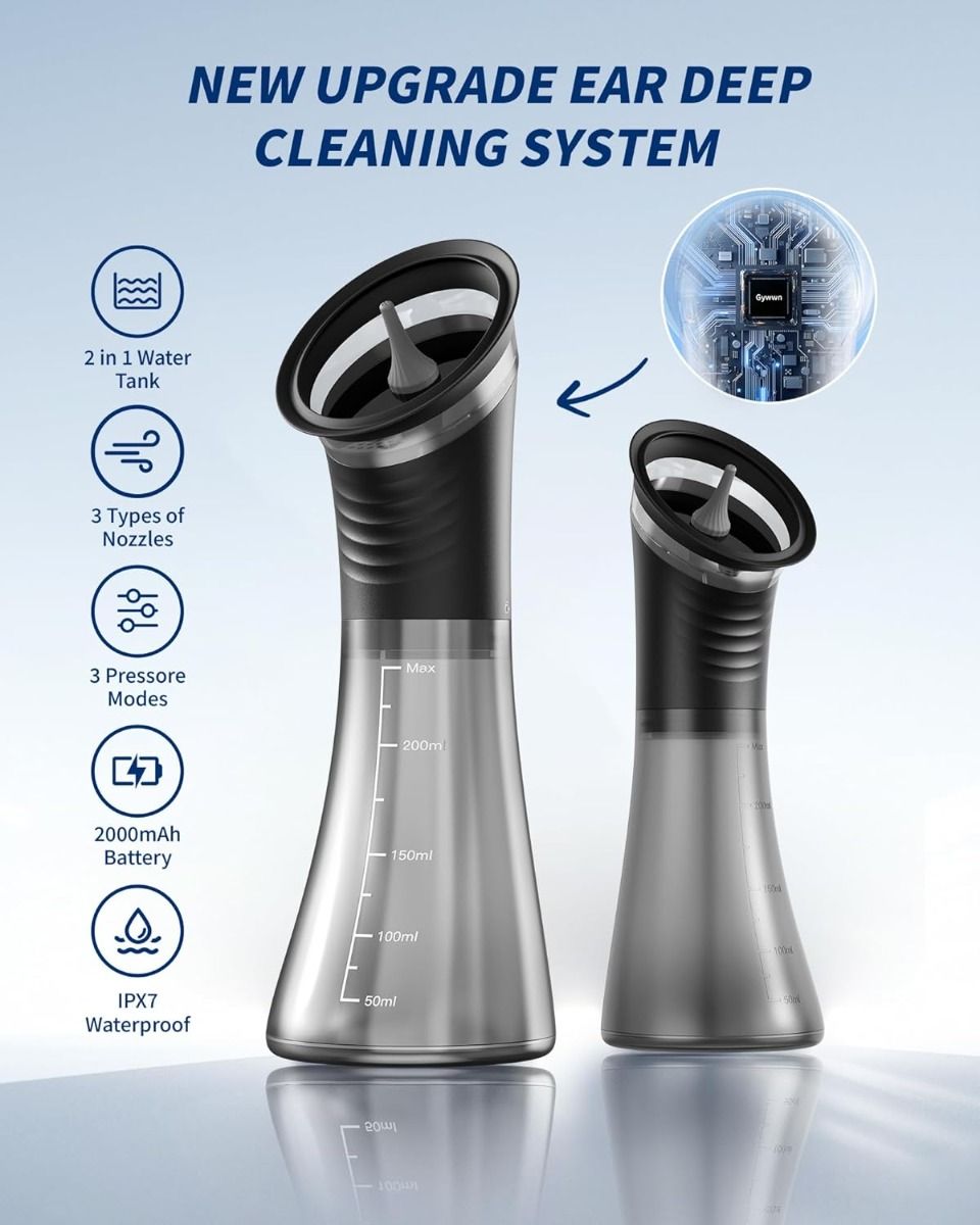 Electric Ear Wax Removal Tool for Adults, IPX7, With Irrigation Flushing System for Tinnitus Relief